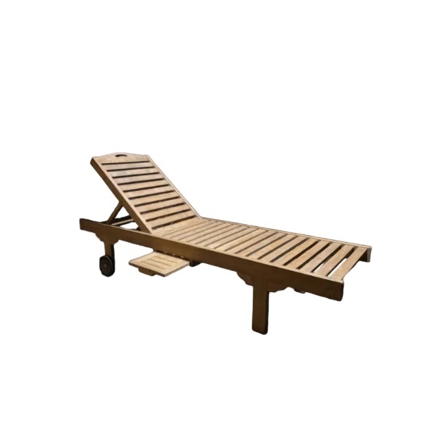 PT Zelbie Manufacture Outdoor Chaise Lounge With Pillow Sunbed Sun Loungers With Wheel