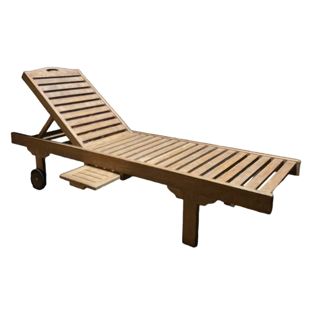 Uplion Outdoor Beach Lounge Chair teak Wood Sun Lounger Patio Pool Chaise Lounge