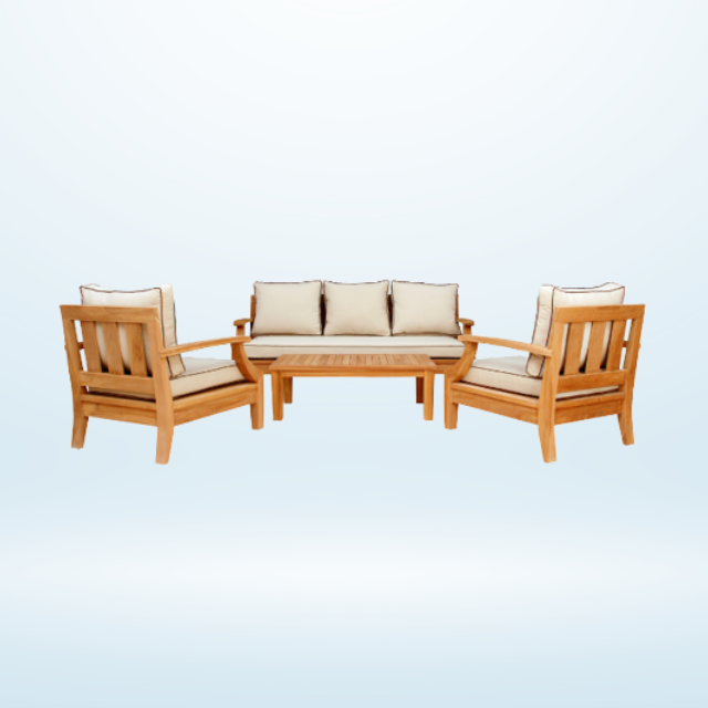 Popular Design Loveseat With Cushion Outdoor Furniture Set Patio Sofa And Chair Garden Teak Wood Conversation Set