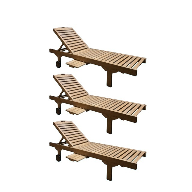 Hot Sale Waterproof Teak Wood Poolside Outdoor Sun Beds