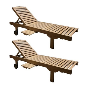 Garden Outdoor Furniture Patio Wood Sun Lounger Solid Wood Beach Chair Wood Sunbed