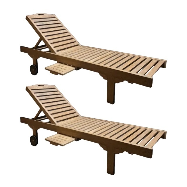 Hot Sale Waterproof Teak Wood Poolside Outdoor Sun Beds