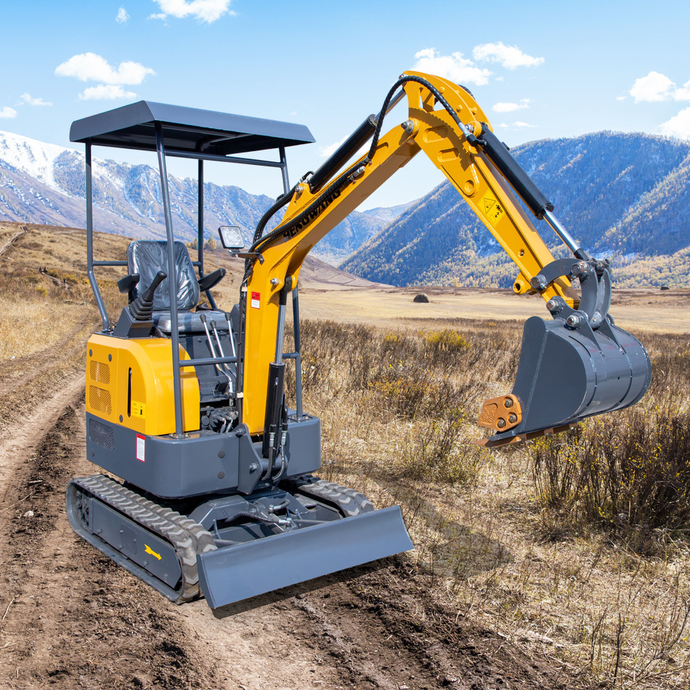 Hengwang Discount Mini Excavator 1.2t 1.7t crawler type small digger to dig trenches and turn soil