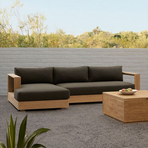 Outdoor Modern Sofa Sectional L Shape Solid Teak Wood Material Luxury Garden Sofa L Shape Outdoor Living Furniture