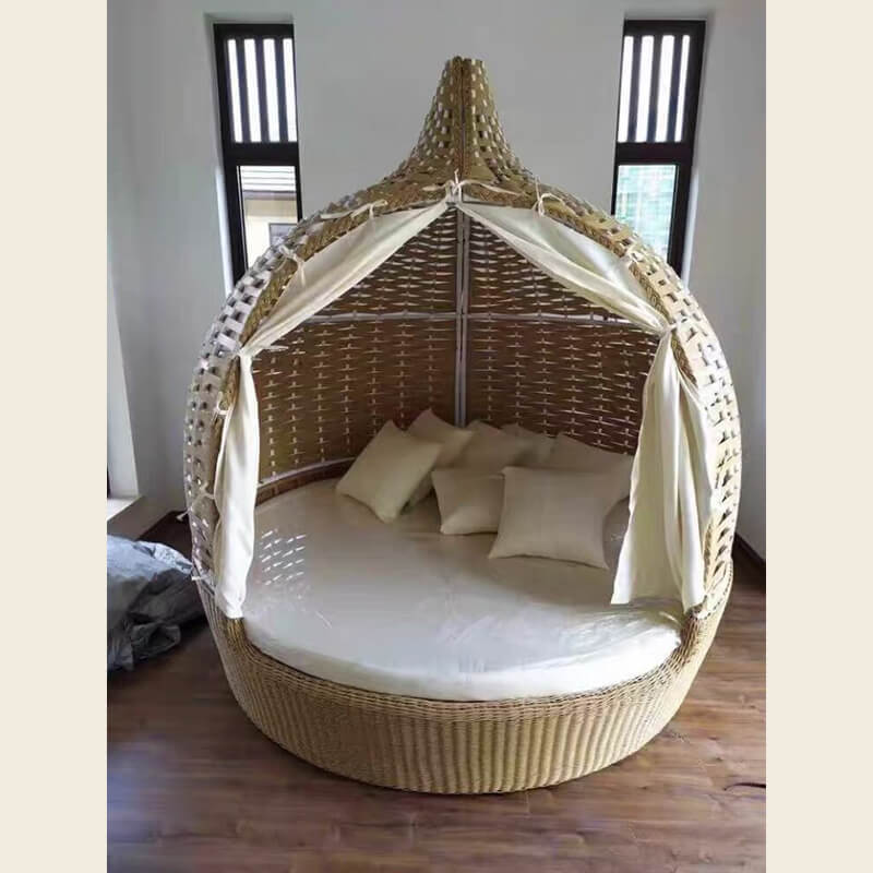 Rattan Birdcage Daybed Sofa Outdoor Sofa Daybed Cage Style Egg Leisure Chair Modern Style Outdoor Birdcage Sofa