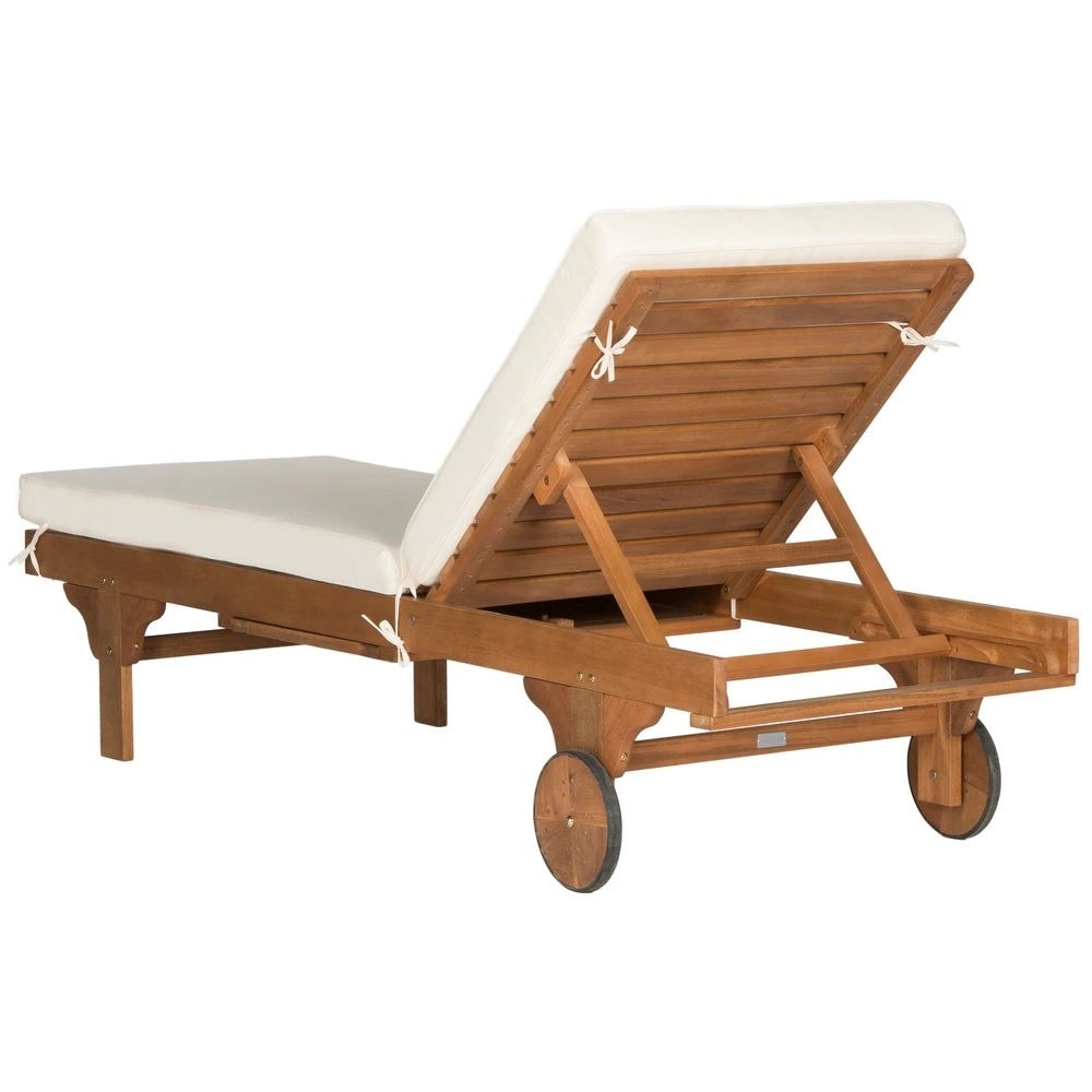 Luxury Outdoor Sun Lounger Teak Wood Patio Modern Style Sun Bed Wholesale Lazy Lounge Sun Lounger