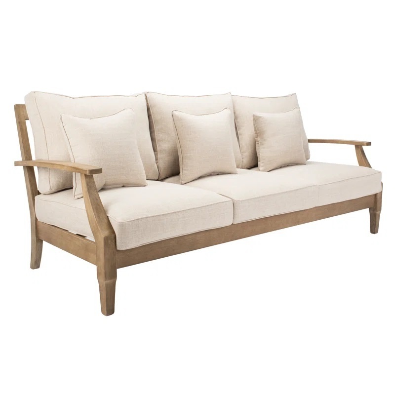 Modern Outdoor Sofa 3 Seaters Teak Wood Material Natural Color Finish for Hotel and Home Garden Furniture