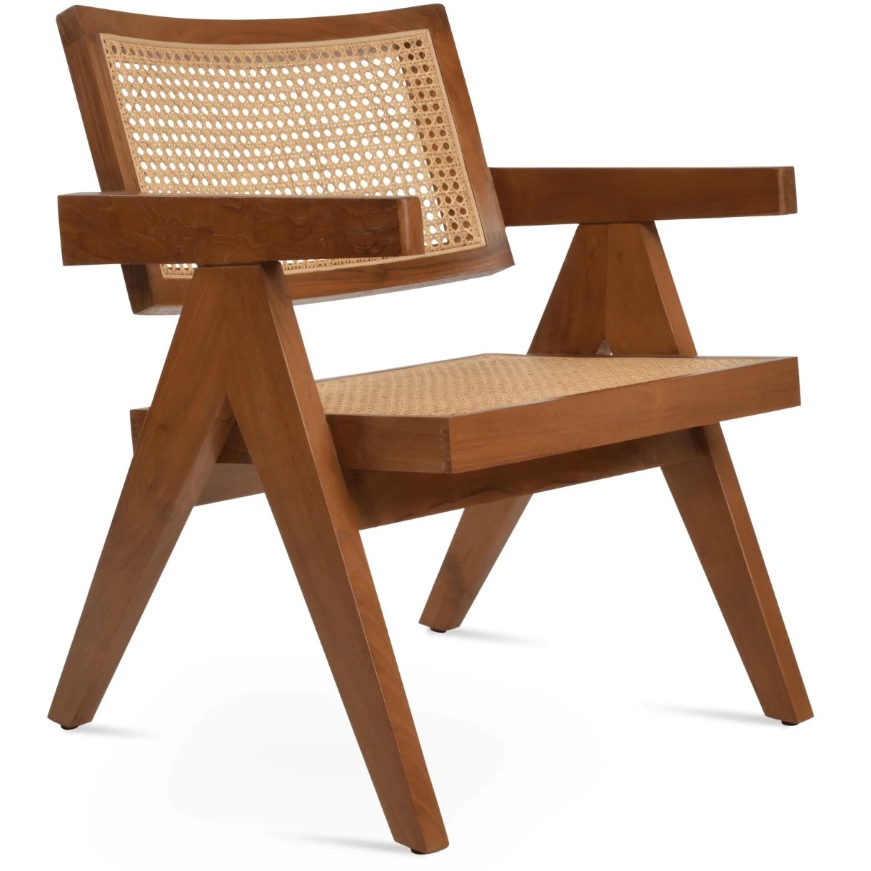 Rattan Cane Lounge Chair Natural Color Wooden Mid Century Design for Living Room and Hotel Lounge Chair