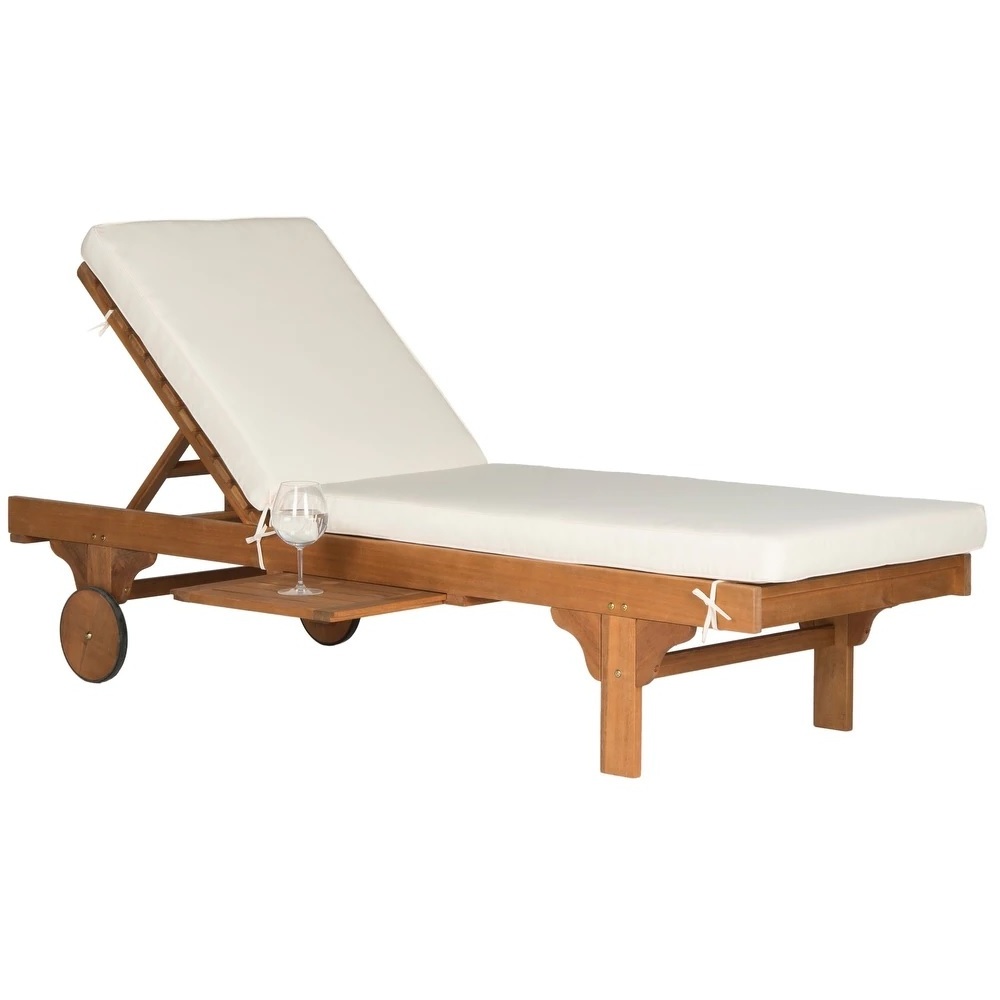 Luxury Outdoor Sun Lounger Teak Wood Patio Modern Style Sun Bed Wholesale Lazy Lounge Sun Lounger