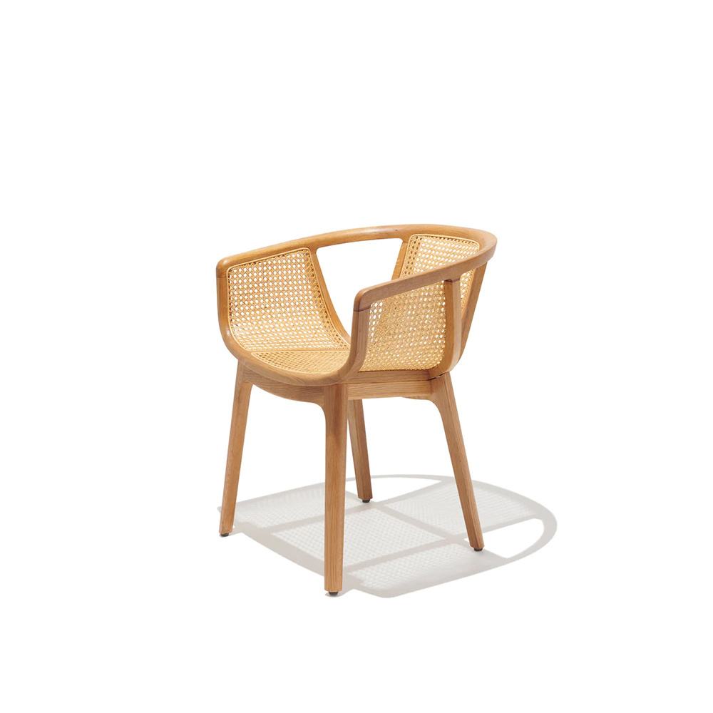 Indonesia teak wood and rattan furniture product cane armed indoor outdoor leisure chair originally handmade