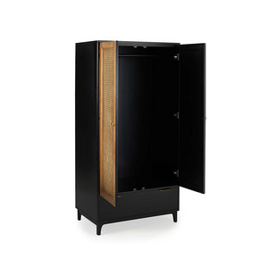 Indonesia teak wood furniture product high wardrobe cabinet with bottom drawer made of high grade teak wood and rattan