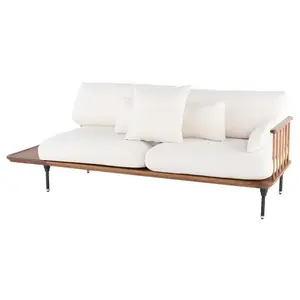 Indonesia highest grade teak wood and cushioned long chair sofa minimalist cozy bed sofa for garden and patio