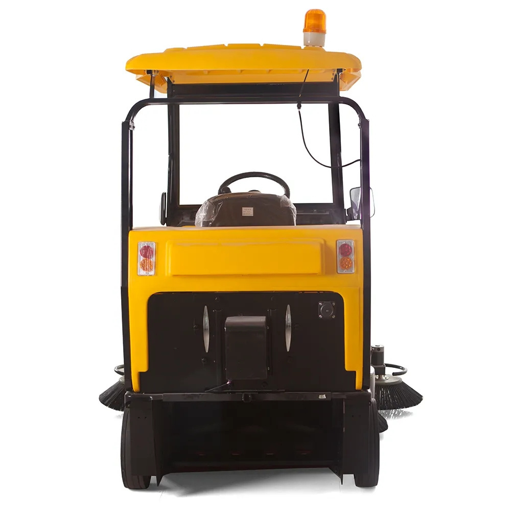 E800W Compact Ride on Floor Sweeping Machine Electric Road Sweeper with shade