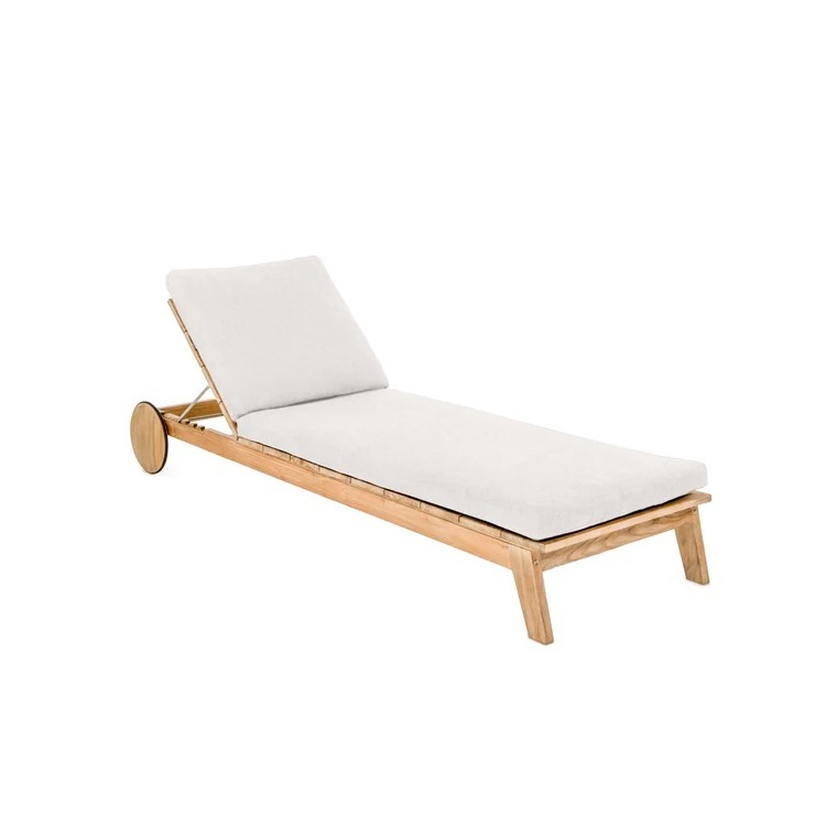 Chaise Lounge  with its oversized wheels and sleek slat design