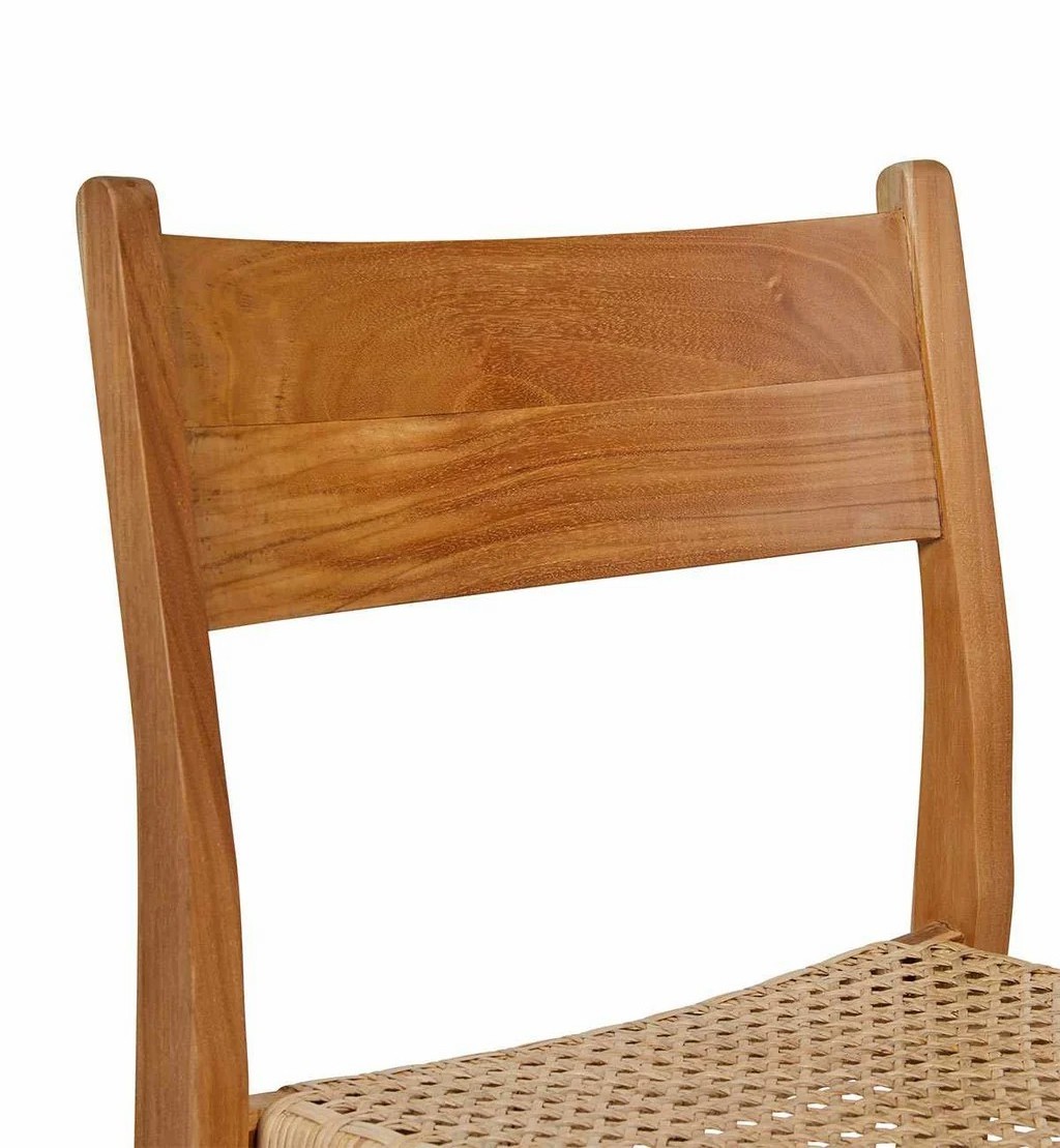 Scandinavian Dining Chair Modern Natural Teak Wood Rattan Cafe Chair for Restaurant Bar Cafe Furniture