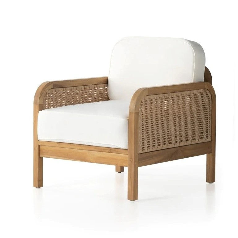 Patio Outdoor Accent Chair with Teak Wood Frame