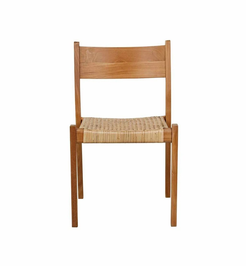 Scandinavian Dining Chair Modern Natural Teak Wood Rattan Cafe Chair for Restaurant Bar Cafe Furniture