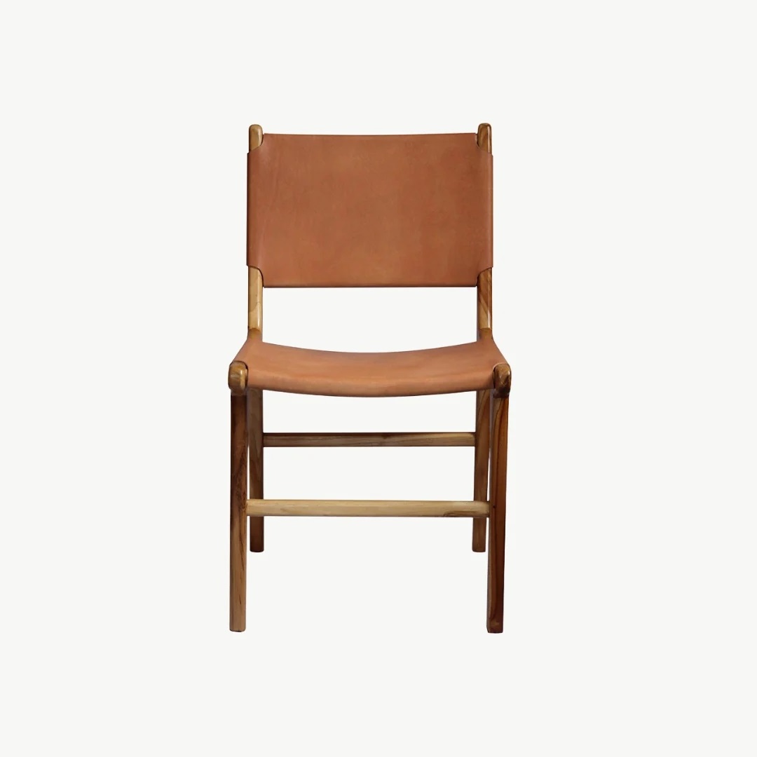 Teak Wood Dining Chair with Leather made in Indonesia Furniture