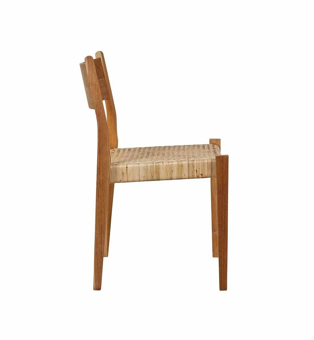 Scandinavian Dining Chair Modern Natural Teak Wood Rattan Cafe Chair for Restaurant Bar Cafe Furniture