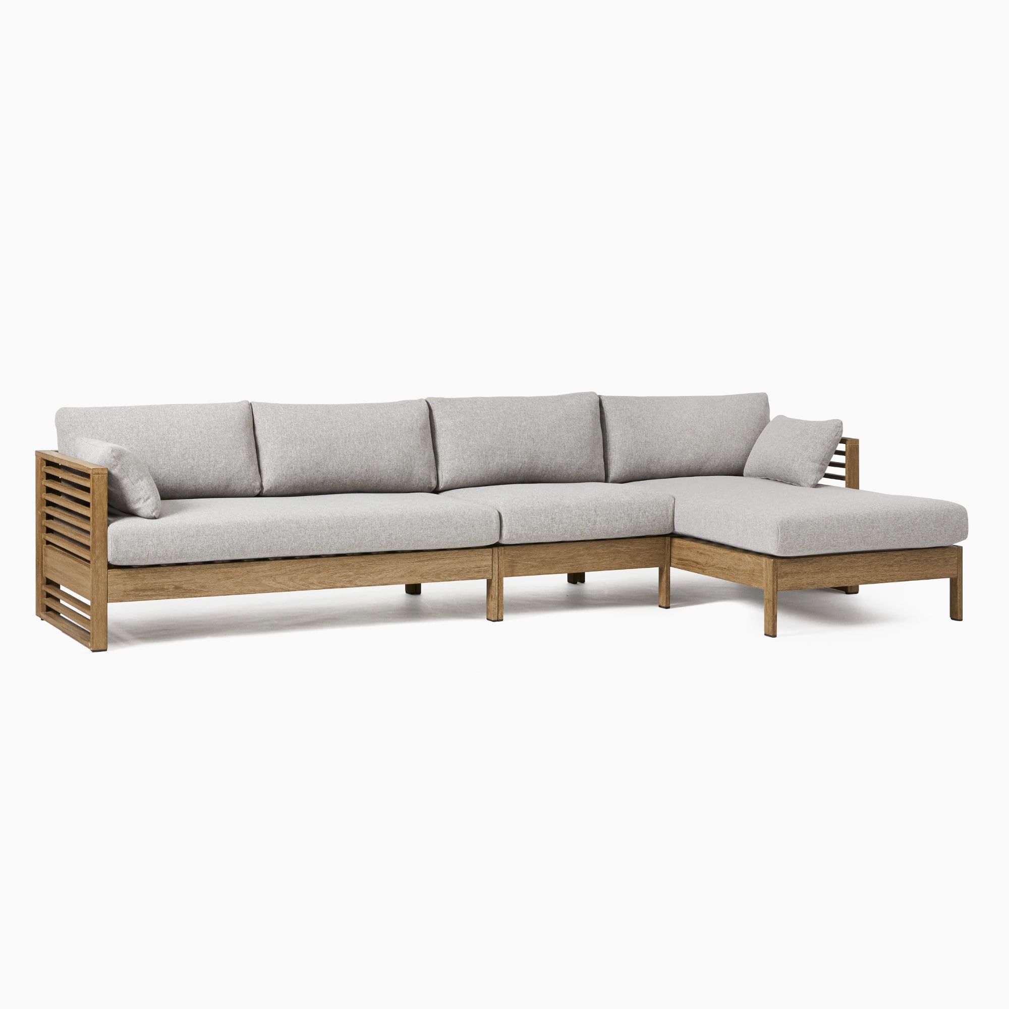 Patio Teak Outdoor Sectional Sofa with slats and Natural Finishing