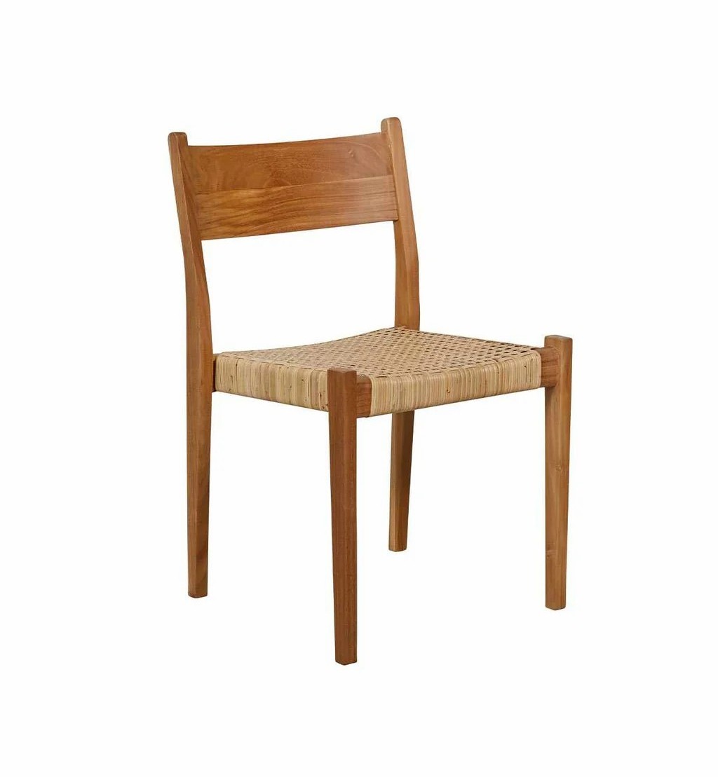 Scandinavian Dining Chair Modern Natural Teak Wood Rattan Cafe Chair for Restaurant Bar Cafe Furniture