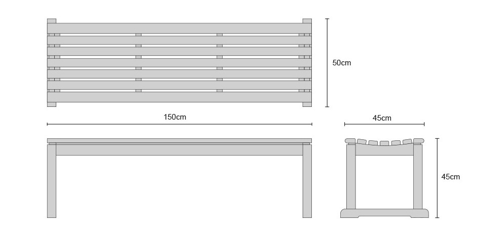 Backless 5ft Garden Bench Changing Room Bench