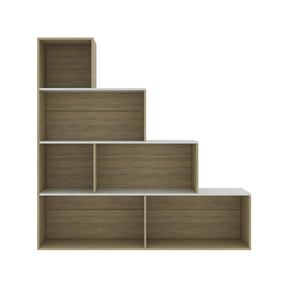 Modern Design Solid Teak Wood Bookshelves with Natural Finish Multi-Functional Storage for Living Room Display