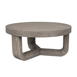 Round Handcrafted Unique Coffee Table With Chic Curved Wood Legs Unfinished Organic Texture