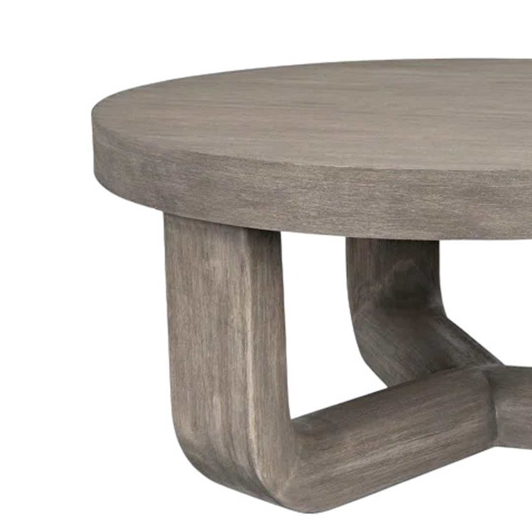 Round Handcrafted Unique Coffee Table With Chic Curved Wood Legs Unfinished Organic Texture