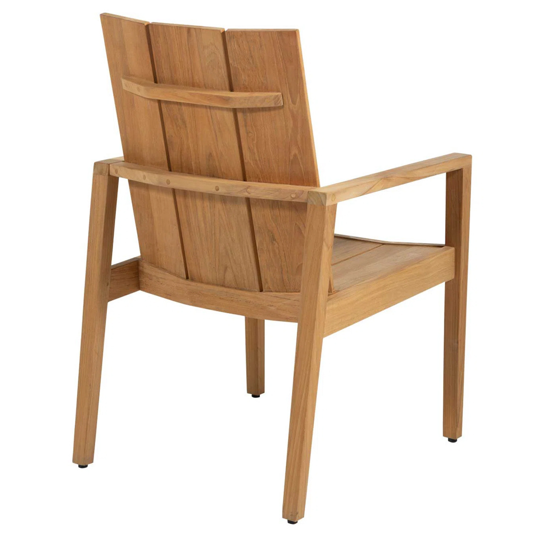 Contemporary Design Outdoor Patio Garden Dining Chair Teak Solid Wood Armchair With Wide Slatted Design And Wood Tapered Legs