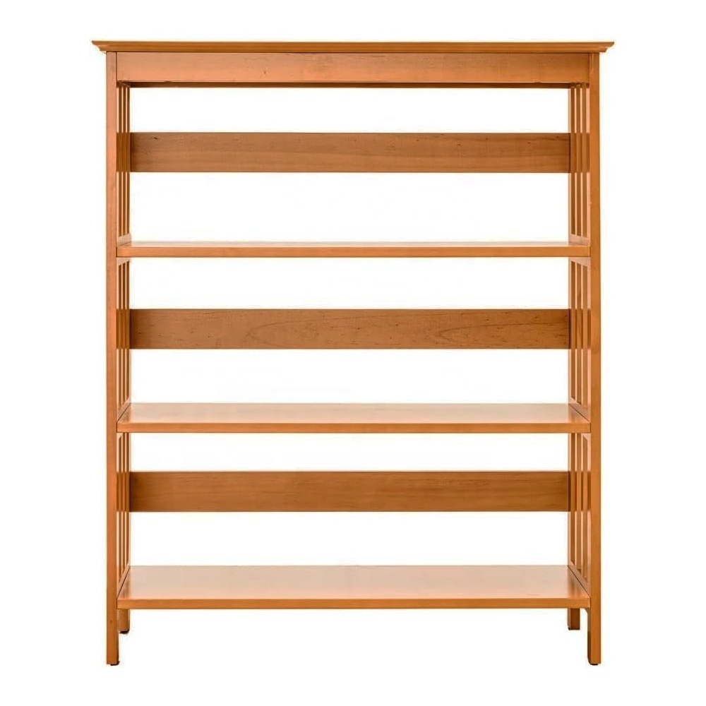 Legacy 3 Tier Wooden Bookshelf Bookcase Shelves Solid Teak Wood Natural Glossy