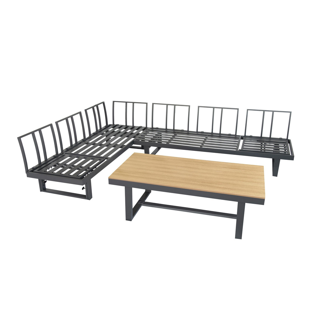 Outdoor Lounge Sofa Set Garden Furniture Two And Three Seater Sectional Bench With Height Adjustable Table