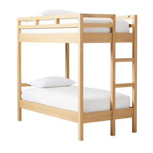 Bunk Bed  For Children Solid Teak Wood Natural Finish Modern With Trundle Home Furniture