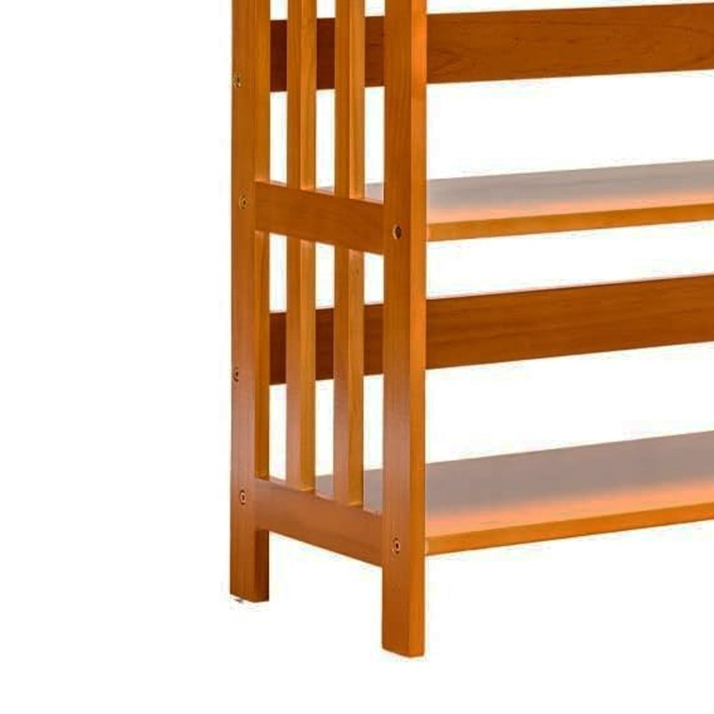 Legacy 3 Tier Wooden Bookshelf Bookcase Shelves Solid Teak Wood Natural Glossy