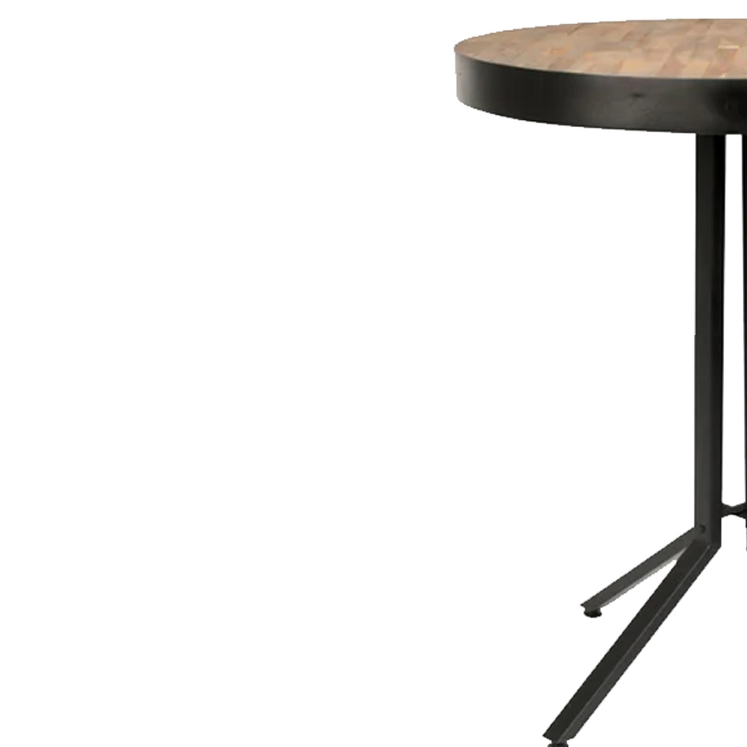 Round Bar Table Simple Design With Reclaimed Teak Wood And Metal Legs