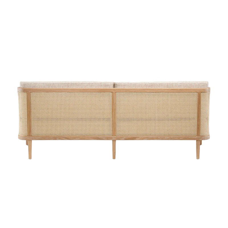 Loveseat Armless Sofa Cushion Teak Wood And Rattan Backrest Material Classic Modern Style