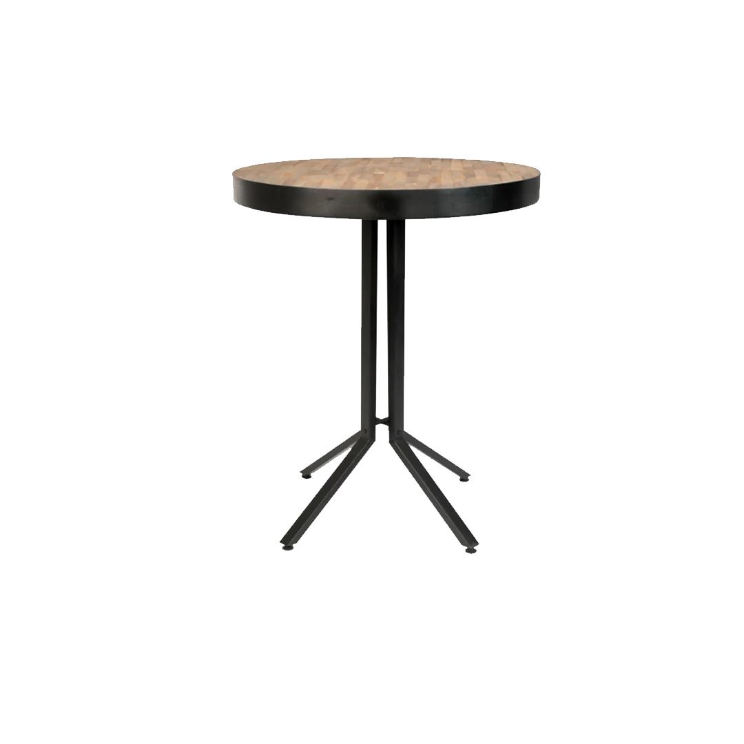 Round Bar Table Simple Design With Reclaimed Teak Wood And Metal Legs