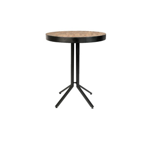 Round Bar Table Simple Design With Reclaimed Teak Wood And Metal Legs