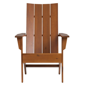 Teak Solid Wood Modern Slatted Chair With Armrest And Long Backrest For Outdoor Patio Chair Contemporary Style