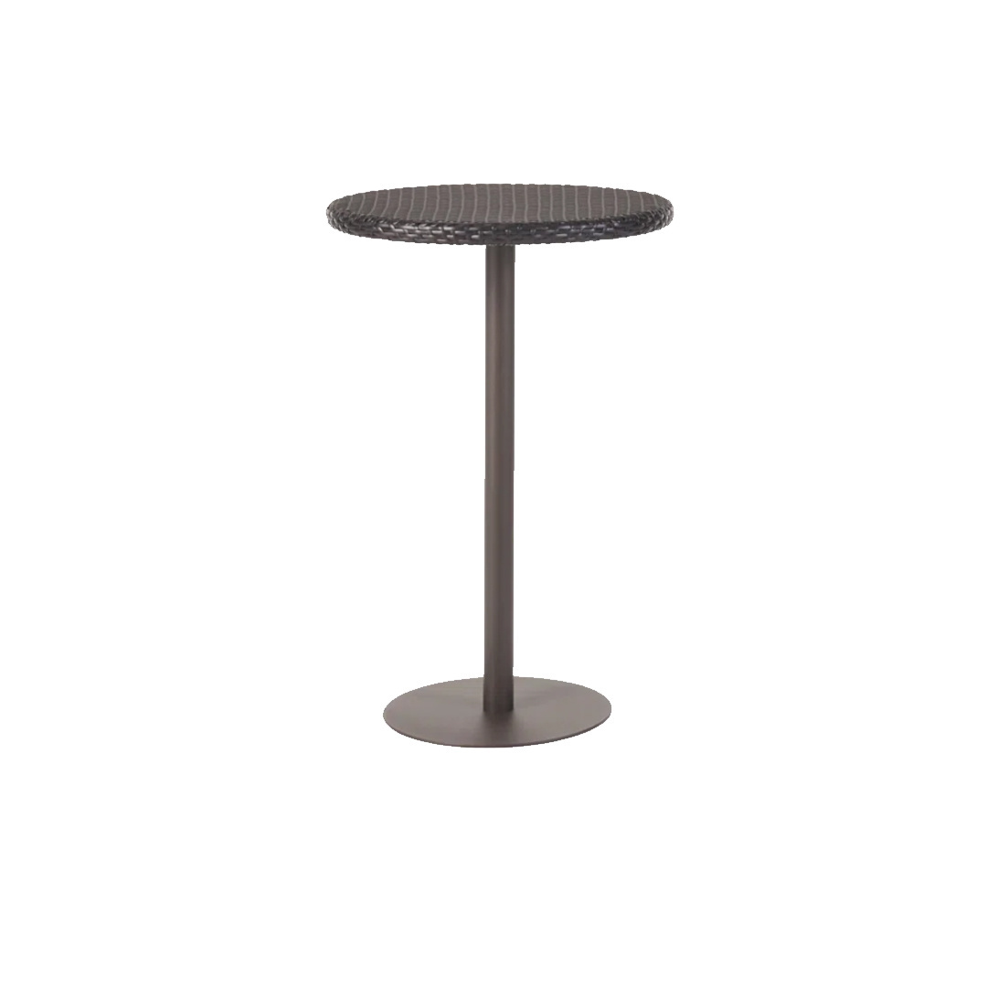 Modern Bar Table With Black Iron Base and Top Wicker Easily Cleaned