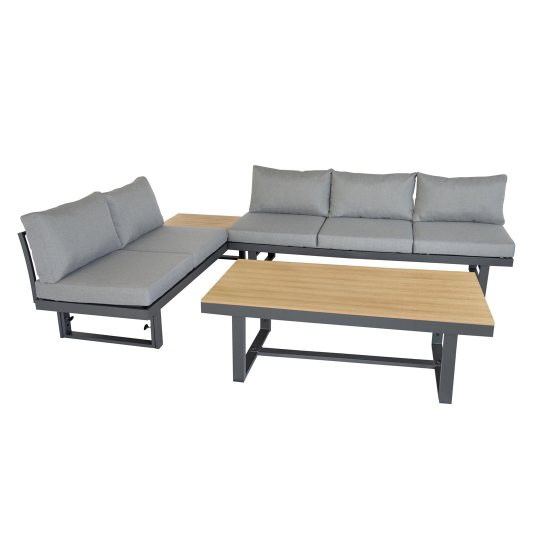 Outdoor Lounge Sofa Set Garden Furniture Two And Three Seater Sectional Bench With Height Adjustable Table