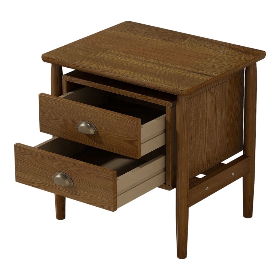 Modern Dark Brown Nightstand With Drawer Solid Teak Wood A Good Attractive Simple and the greatest price.