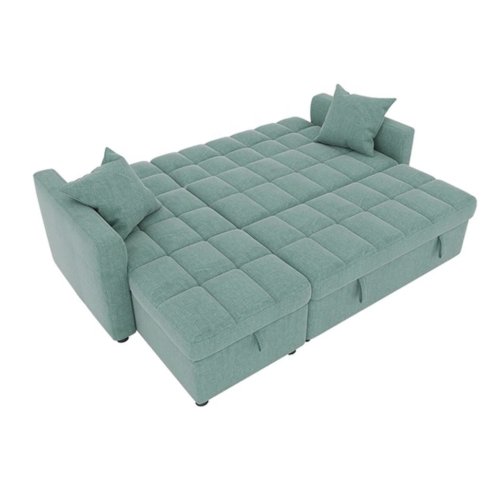 L-shaped Sectional Sofa Bed Pull-out Sleeper with Storage Chaise for Living Room Furniture