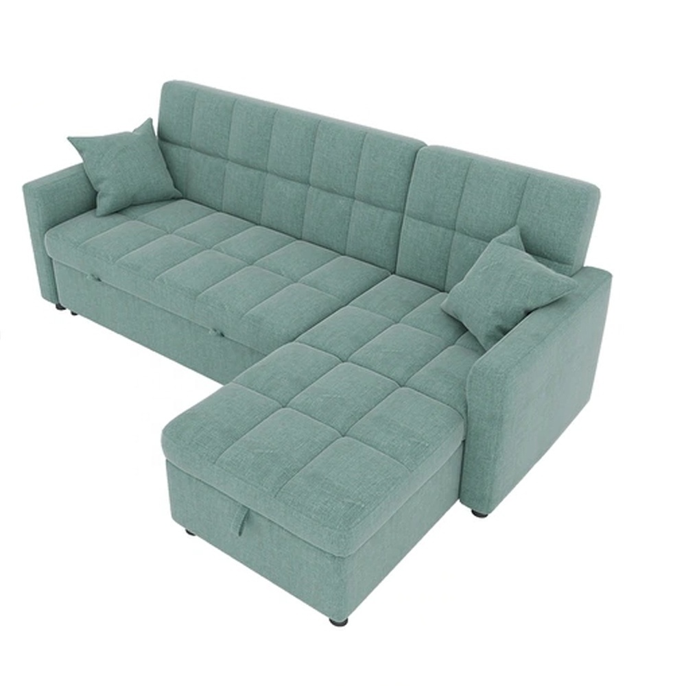 L-shaped Sectional Sofa Bed Pull-out Sleeper with Storage Chaise for Living Room Furniture