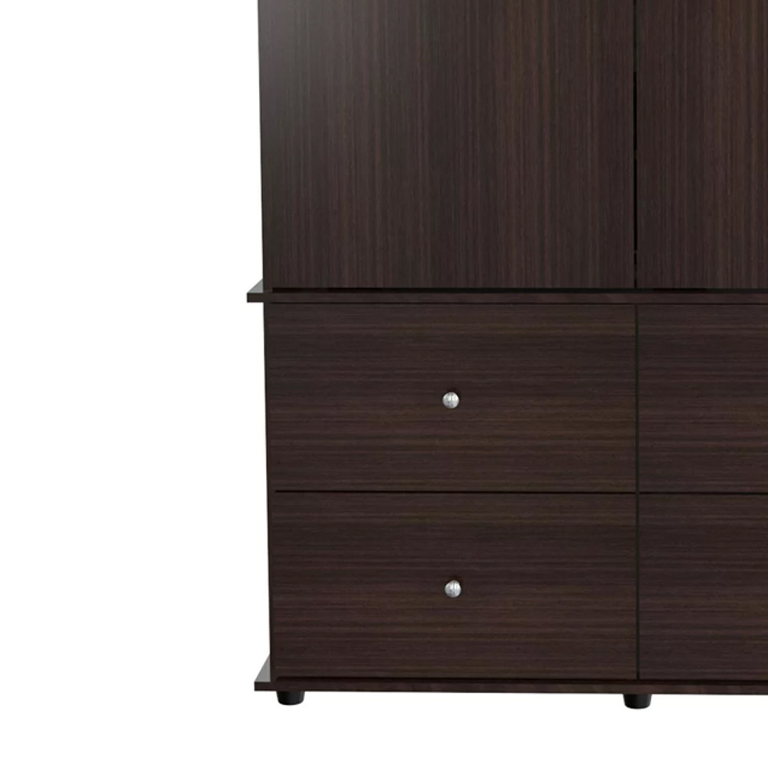 Wardrobe Open And Close 2 Door And 2 Drawer Solid Teak Wood Doff Finish Ardiyanta