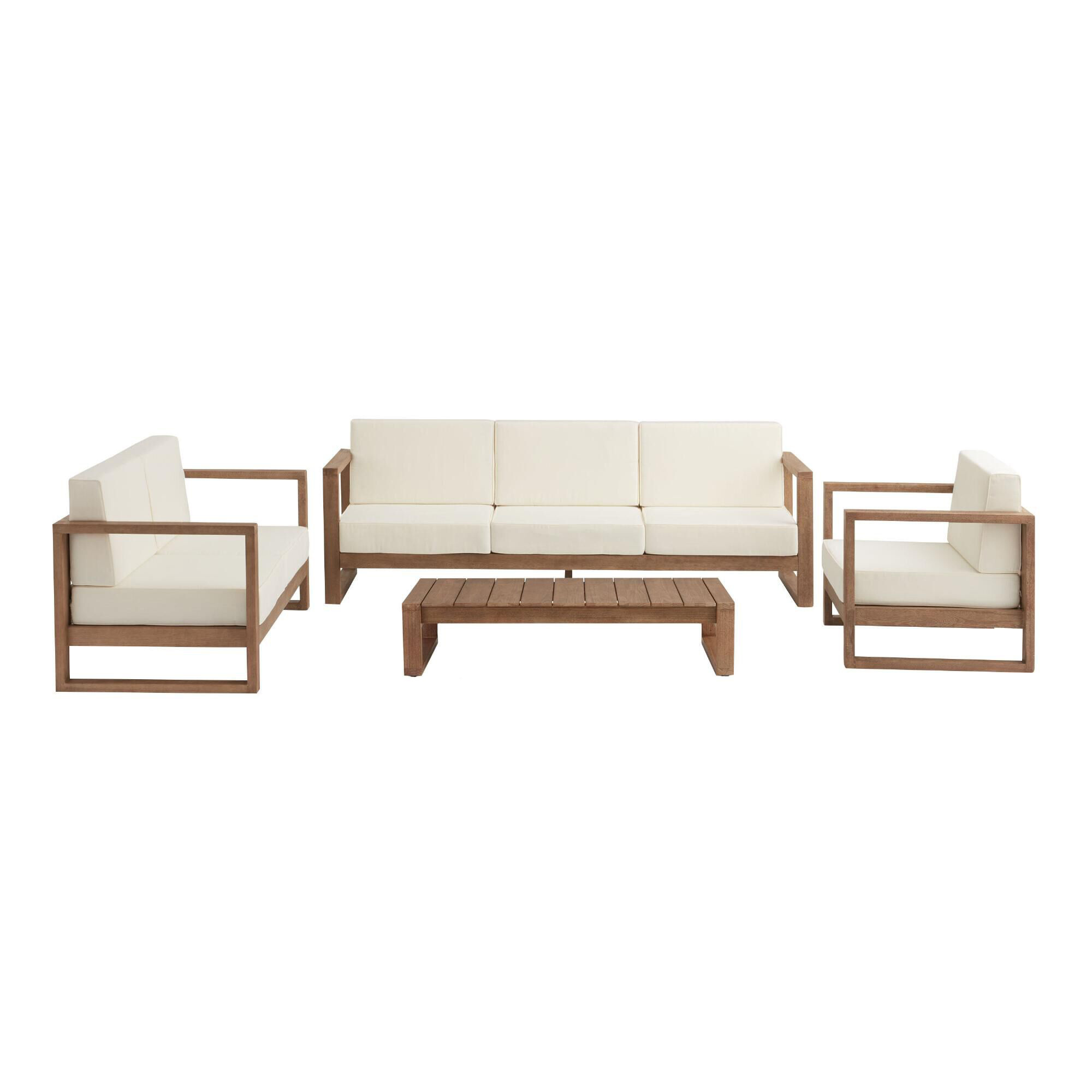 Light Brown Sofa Set Teak Solid Wood Relaxation And Stylish Lounging Outdoor Furniture