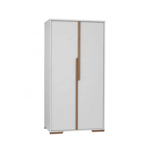 Wardrobe Modern Design Two Door Design White Finish Solid Teak Wood