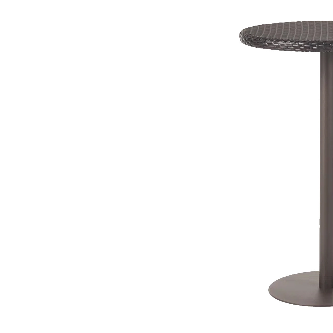 Modern Bar Table With Black Iron Base and Top Wicker Easily Cleaned