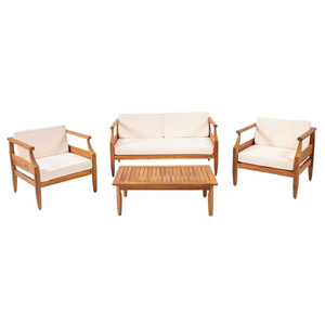 Mid-Century Teak Seater Group Modern Outdoor Teak Wood Sofa Cushion With Coffee Table