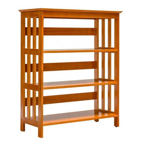 Legacy 3 Tier Wooden Bookshelf Bookcase Shelves Solid Teak Wood Natural Glossy